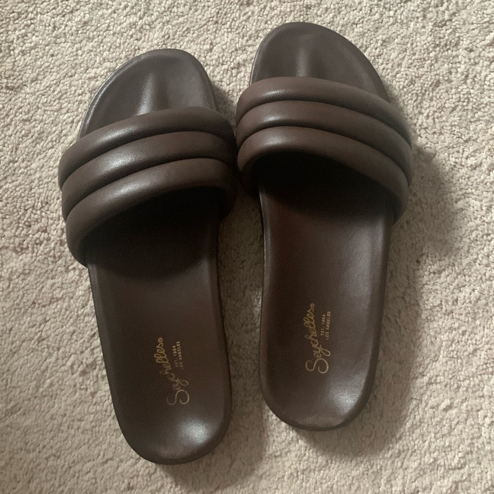 seychelles low key puff sandals - chocolate brown